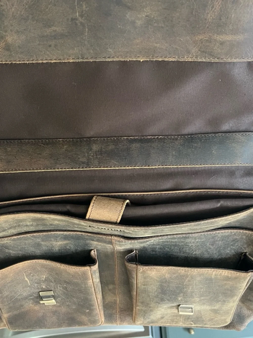 Men's Brown Leather Briefcase Messenger Bag
